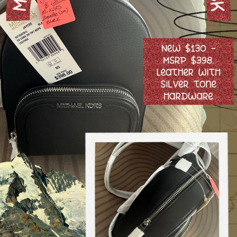 Michael Kors Black Leather Backpack